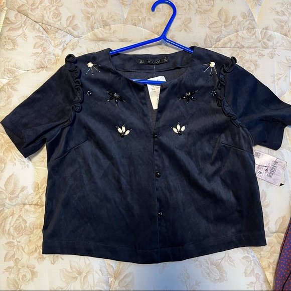 Zara Basic navy blue shirt. US 4. - Picture 3 of 6